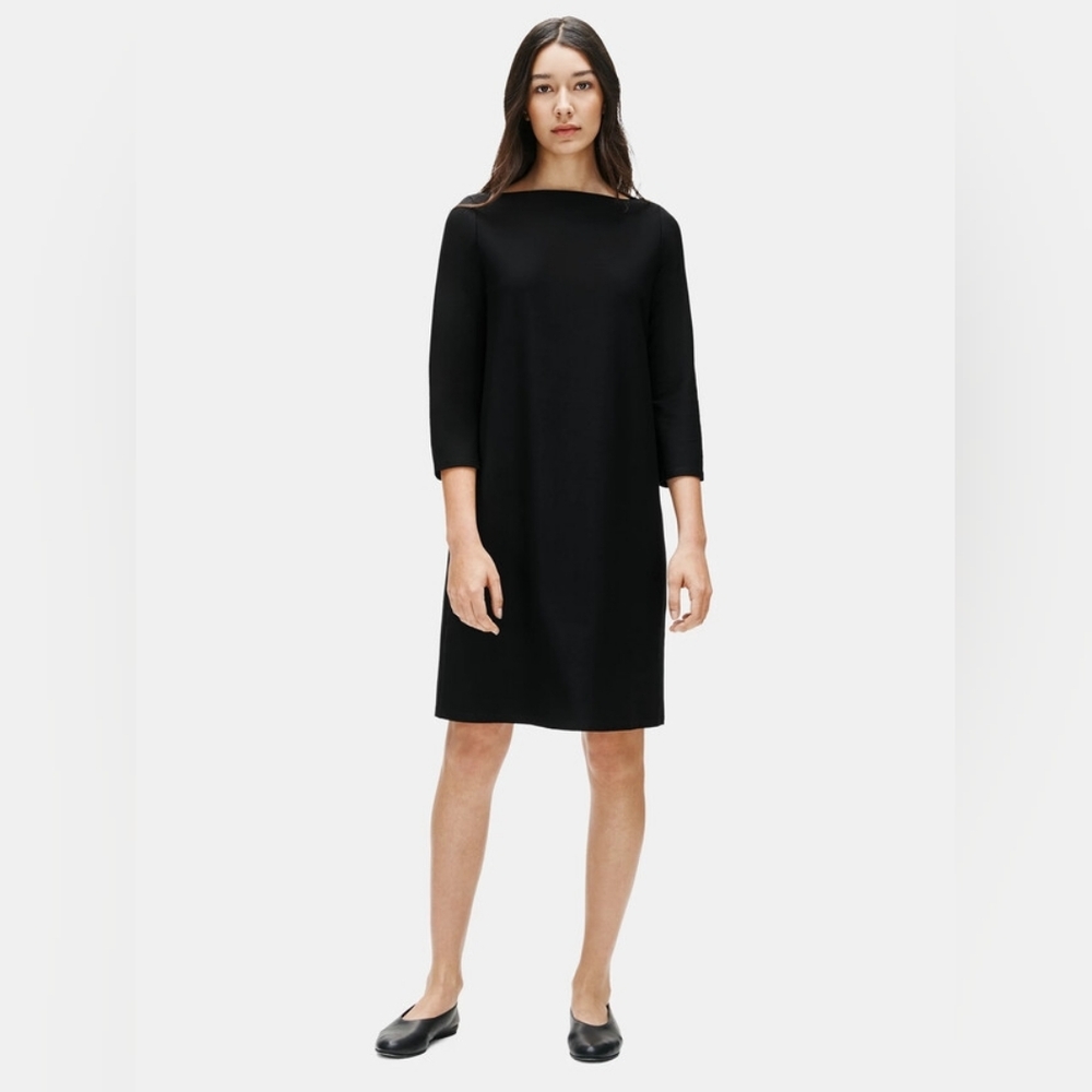 Eileen Fisher Washable Stretch Crepe Shift Dress